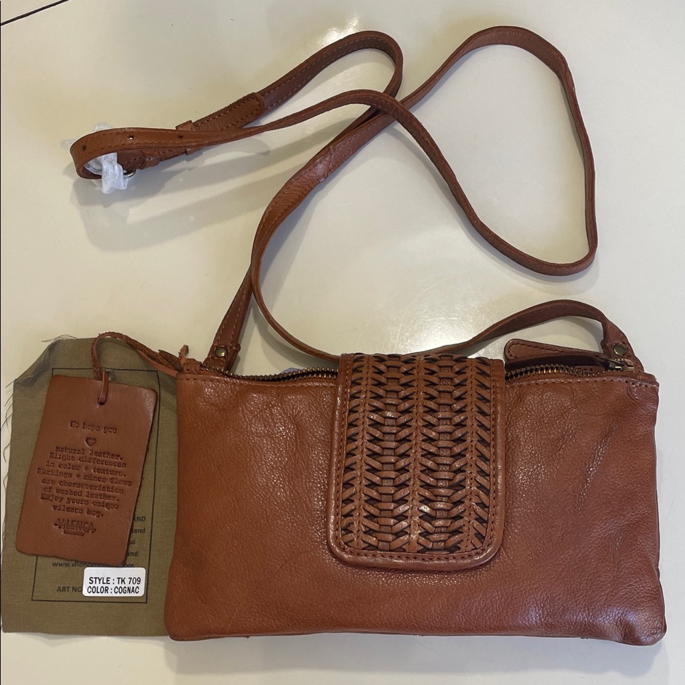 VILENCA HOLLAND Brown Leather Crossbody Bag Cognac TK 709